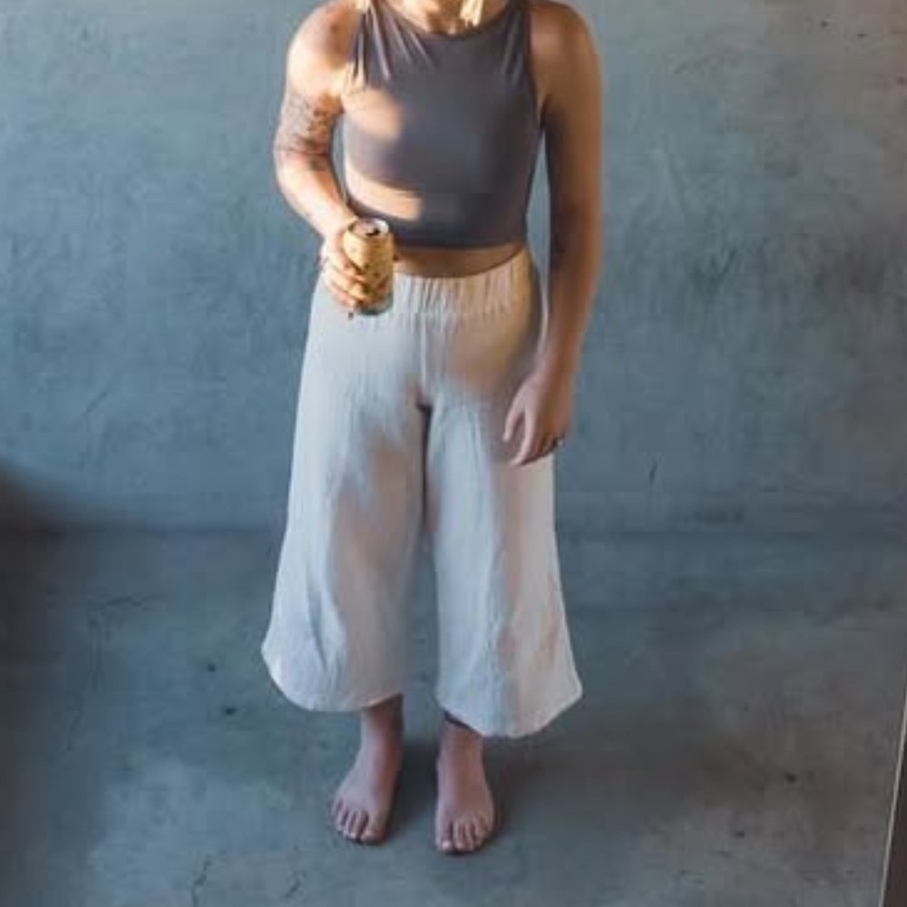White Cotton Wide Leg Pants